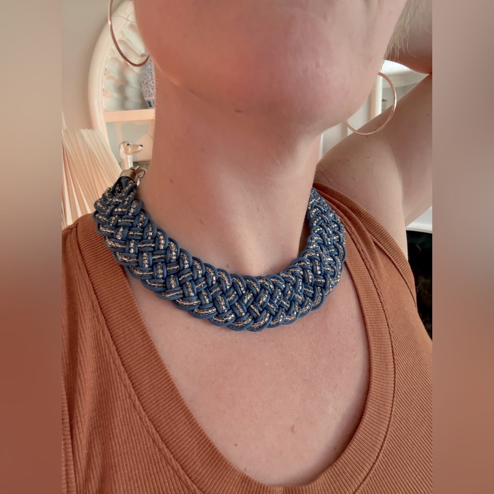 Elegant Blue Braided Necklace
